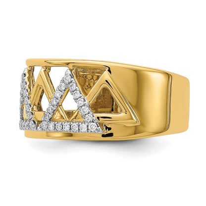 Solid 14k Yellow Gold Polished Triangle Band Simulated CZ Ring