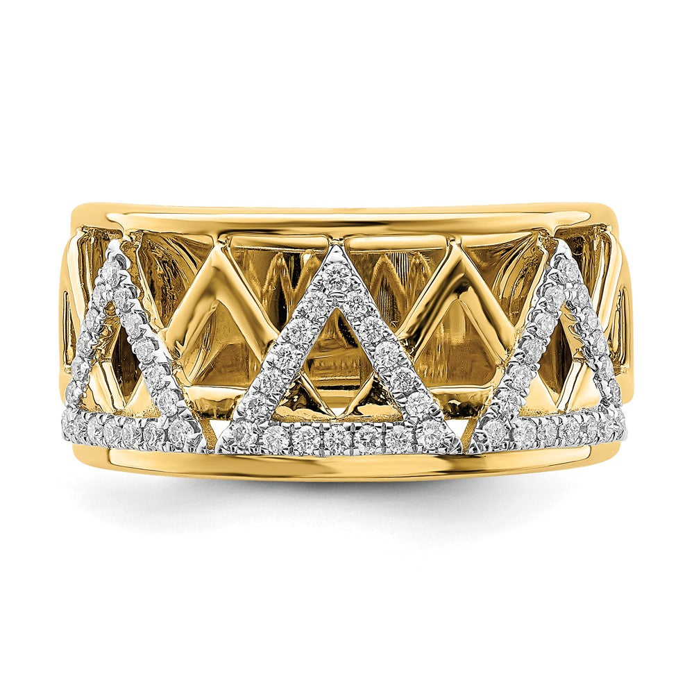 Solid 14k Yellow Gold Polished Triangle Band Simulated CZ Ring