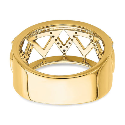 Solid 14k Yellow Gold Polished Triangle Band Simulated CZ Ring