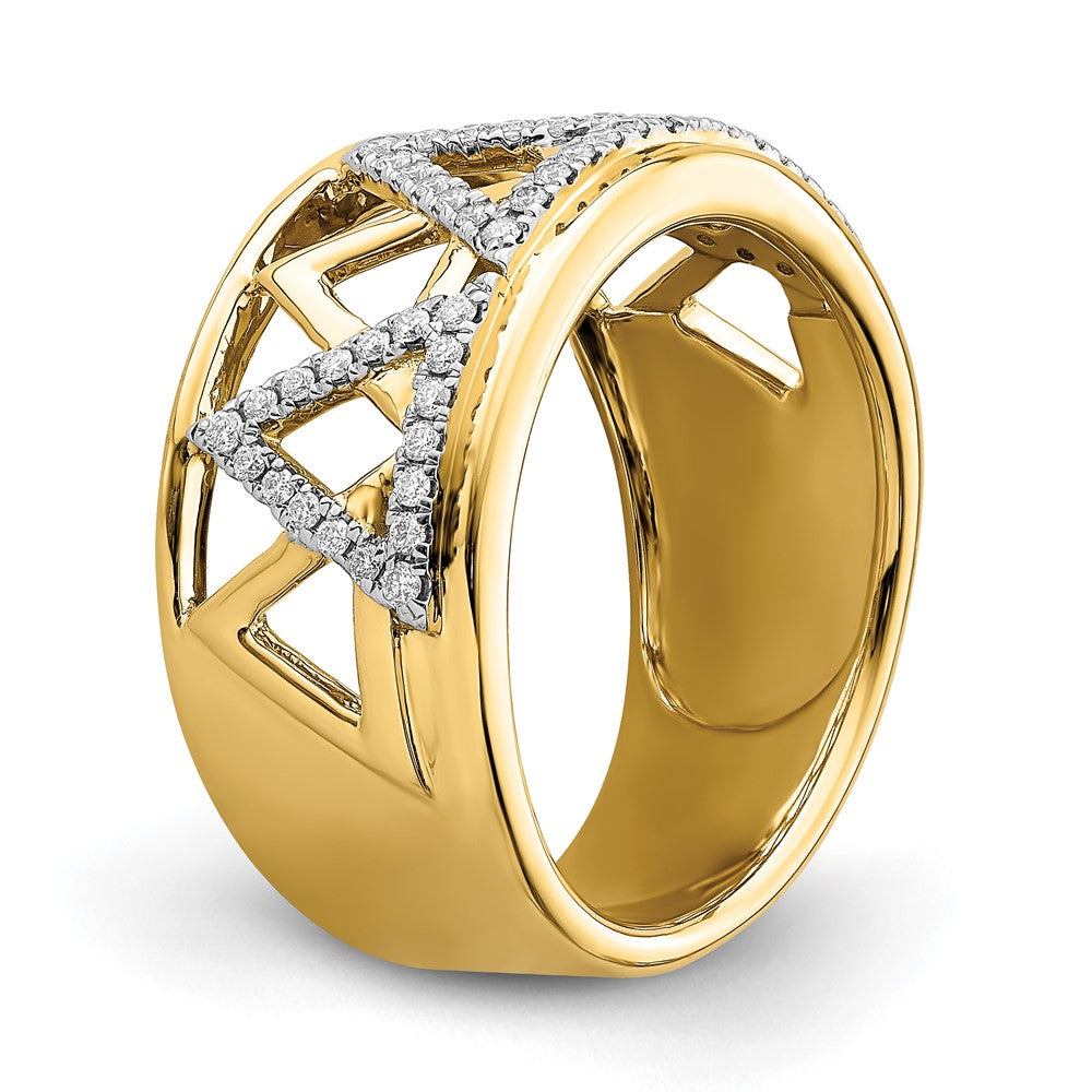Solid 14k Yellow Gold Polished Triangle Band Simulated CZ Ring