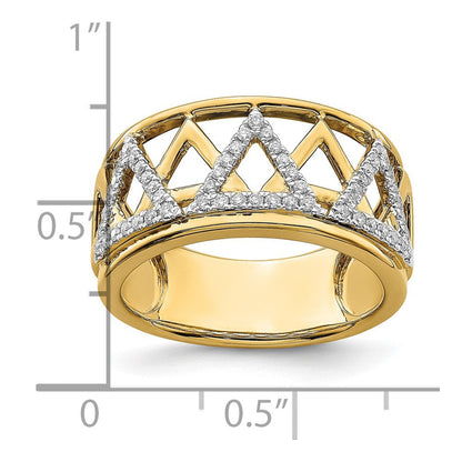 Solid 14k Yellow Gold Polished Triangle Band Simulated CZ Ring