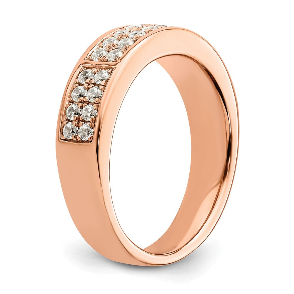 0.50ct. CZ Solid Real 14K Rose Gold Complete 2 Row Pave Wedding Wedding Band Ring