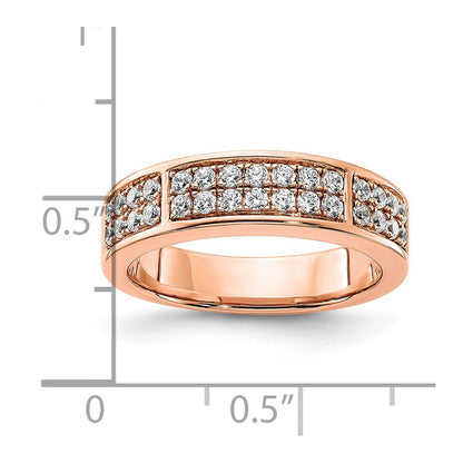 0.50ct. CZ Solid Real 14K Rose Gold Complete 2 Row Pave Wedding Wedding Band Ring