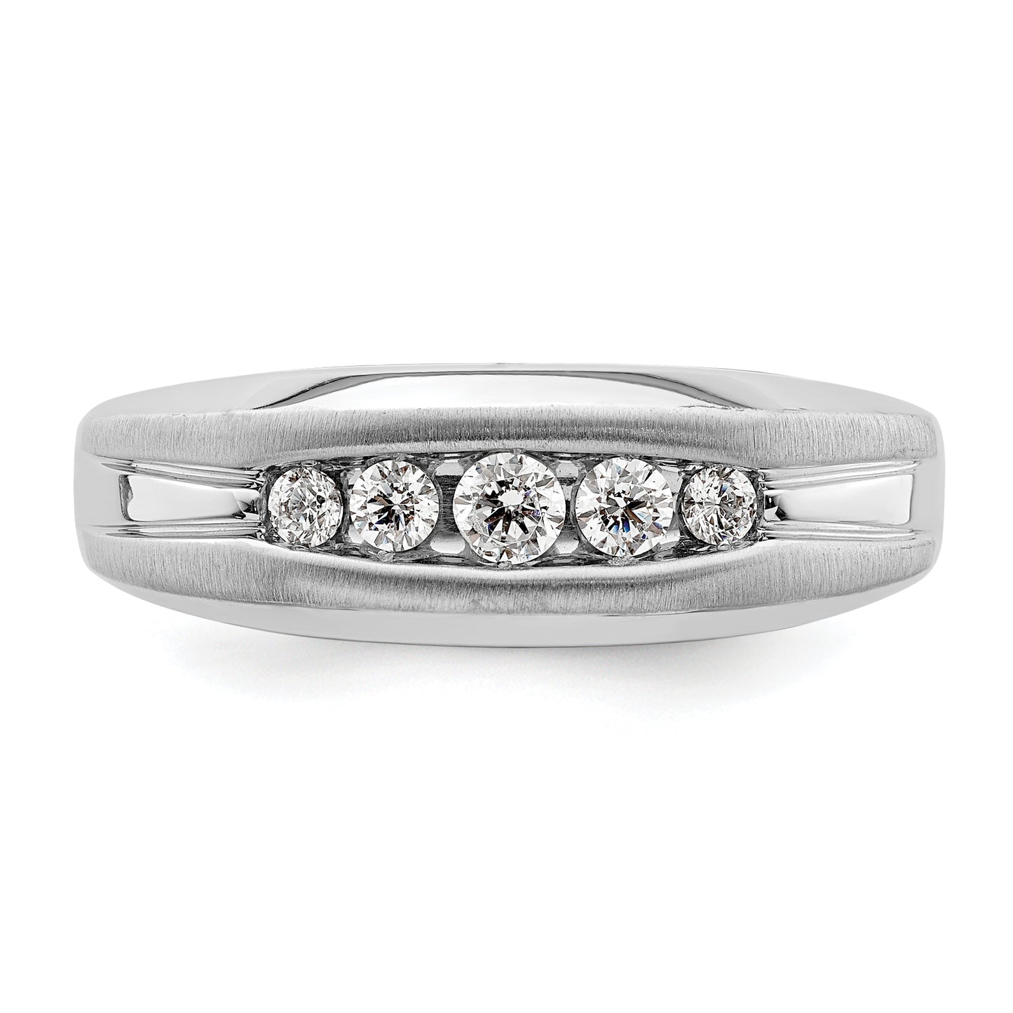 14k White Gold 1/3 Ct. Lab Grown Diamond VS/SI+ G+ Five Stone Men's Ring