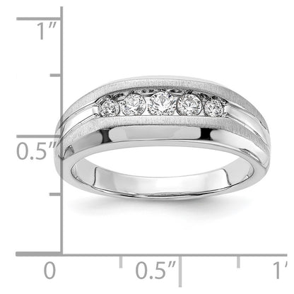 14k White Gold 1/3 Ct. Lab Grown Diamond VS/SI+ G+ Five Stone Men's Ring