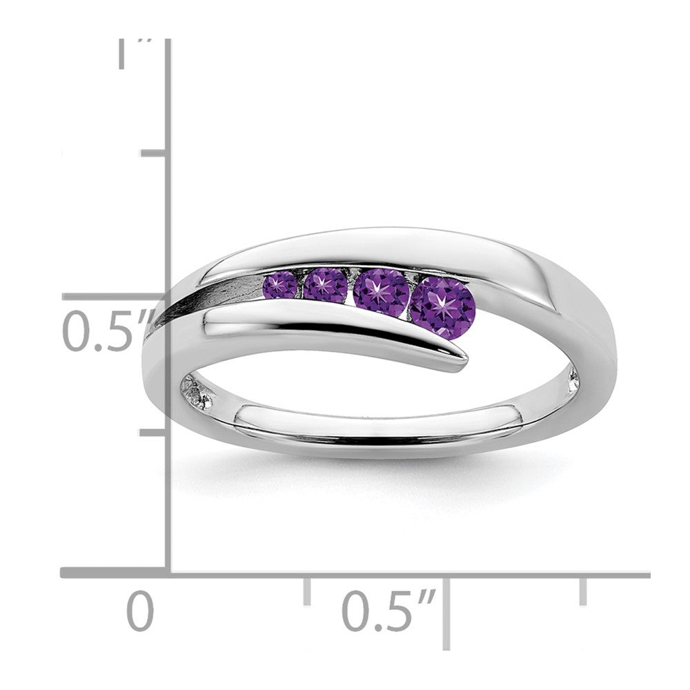 10K White Gold Amethyst 4-Stone Ring