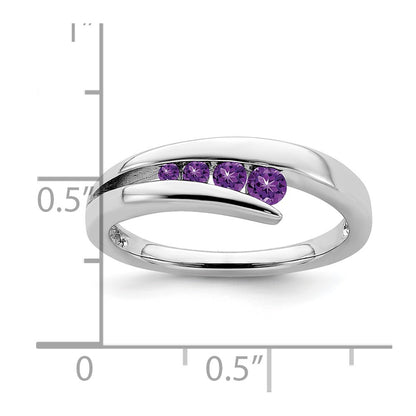 10K White Gold Amethyst 4-Stone Ring
