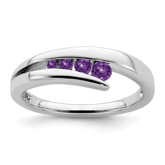 10K White Gold Amethyst 4-Stone Ring