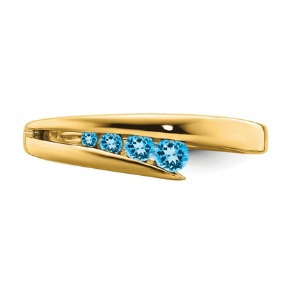 10K Yellow Gold Blue Topaz 4-Stone Ring