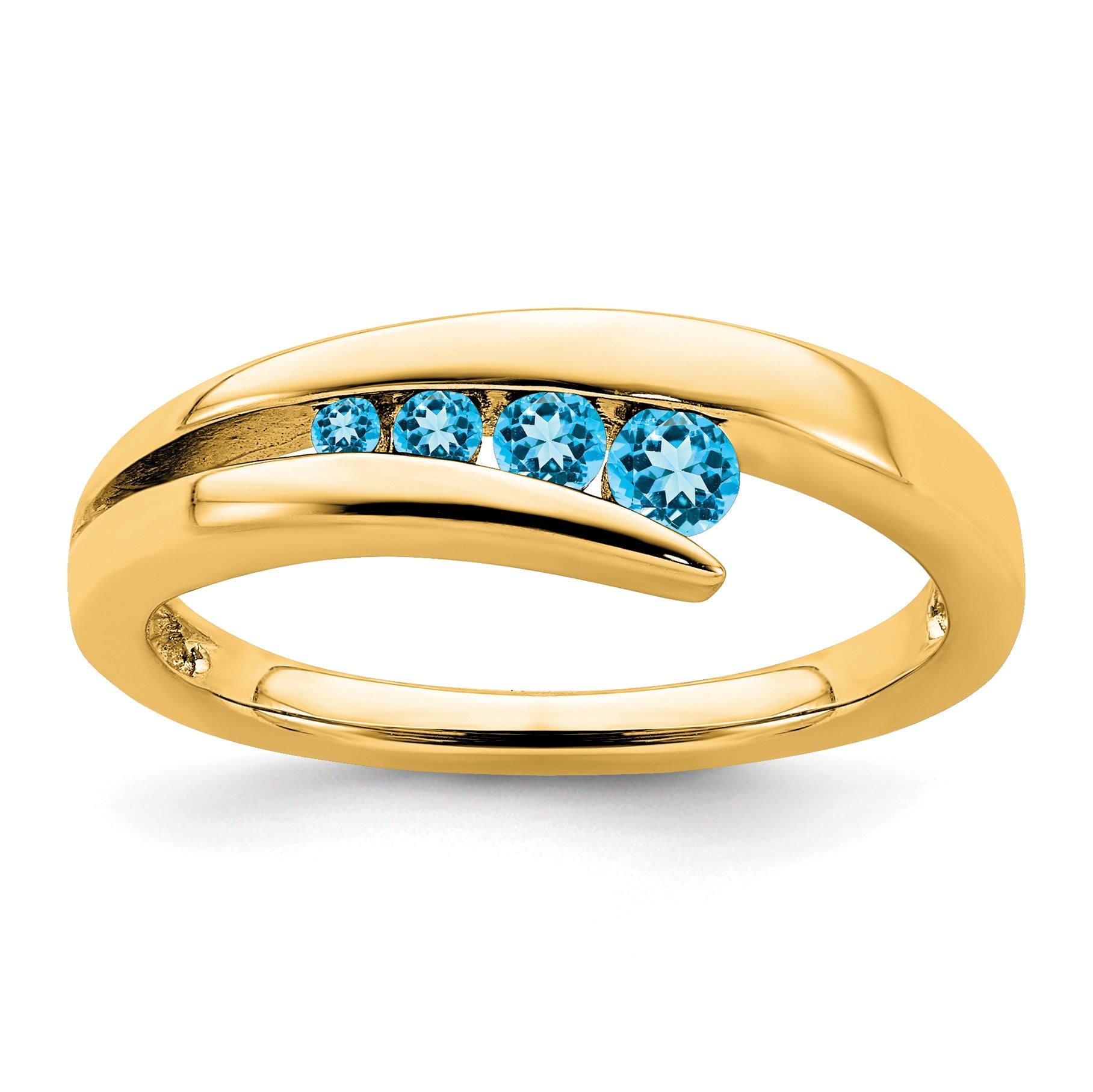 10K Yellow Gold Blue Topaz 4-Stone Ring