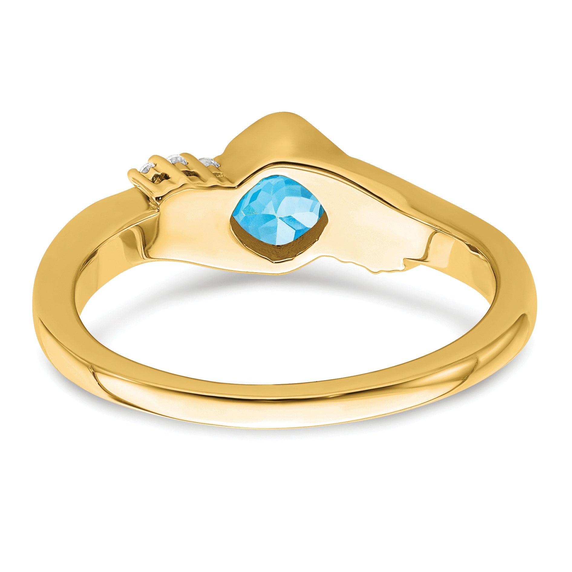 10K Yellow Gold Blue Topaz And Diamond Ring