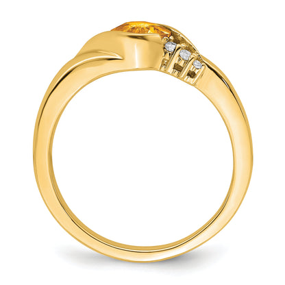 10K Yellow Gold Citrine And Diamond Ring