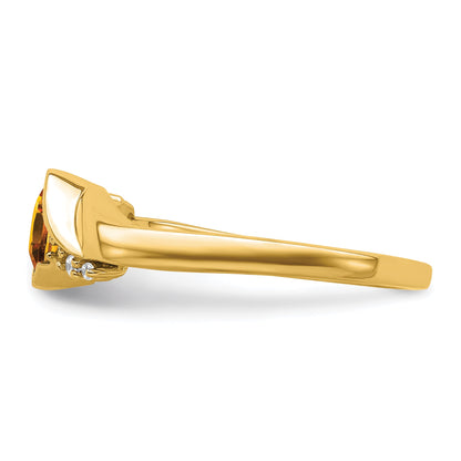 10K Yellow Gold Citrine And Diamond Ring