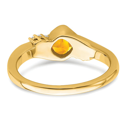 10K Yellow Gold Citrine And Diamond Ring