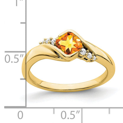 10K Yellow Gold Citrine And Diamond Ring