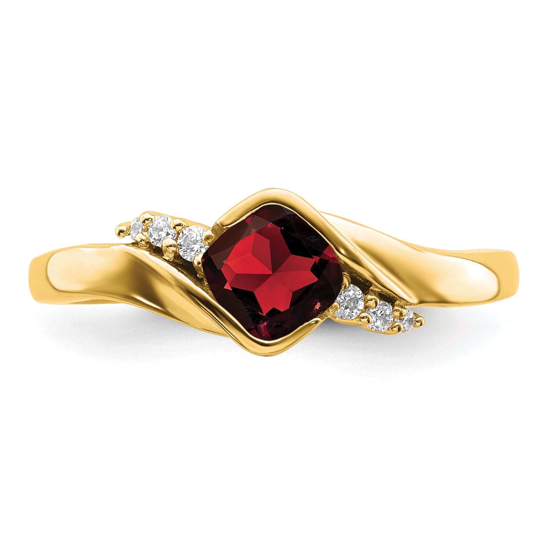 10K Yellow Gold Garnet And Diamond Ring