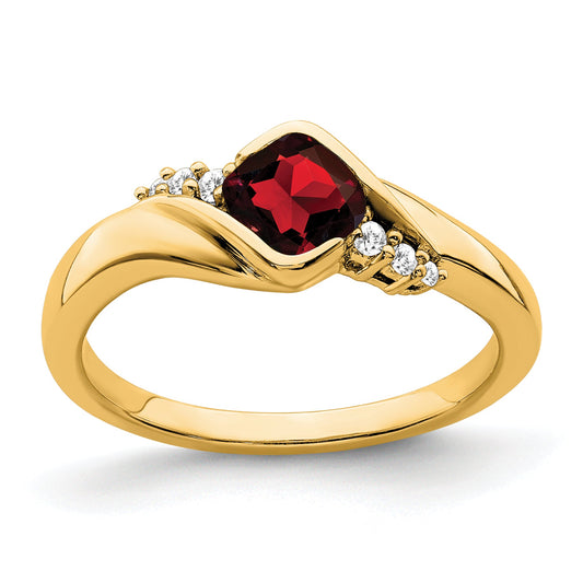10K Yellow Gold Garnet And Diamond Ring