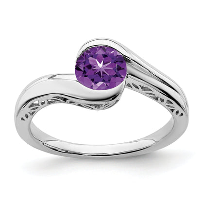 10K White Gold Amethyst Bypass Ring
