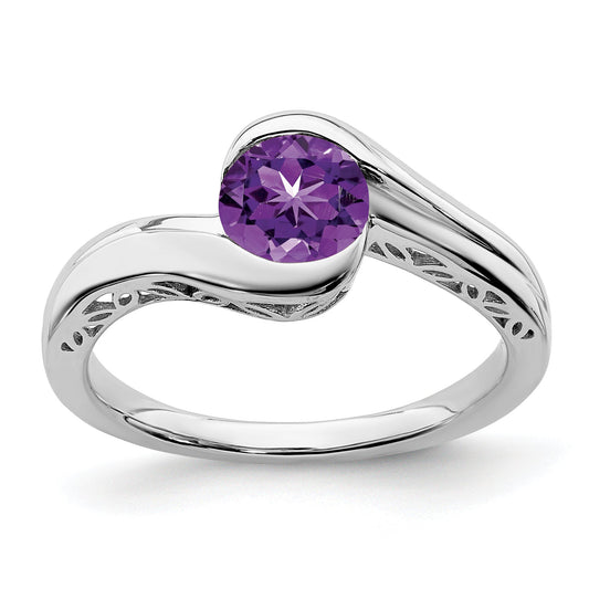 10K White Gold Amethyst Bypass Ring