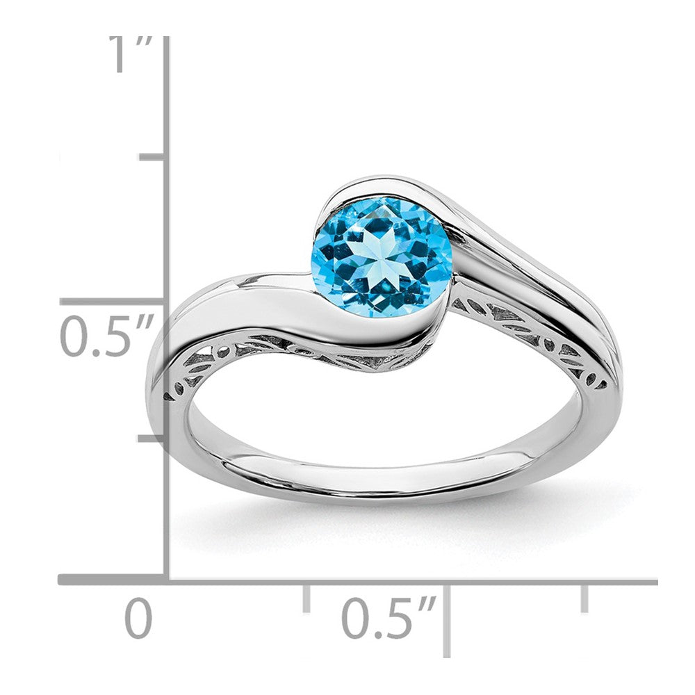 10K White Gold Blue Topaz Bypass Ring