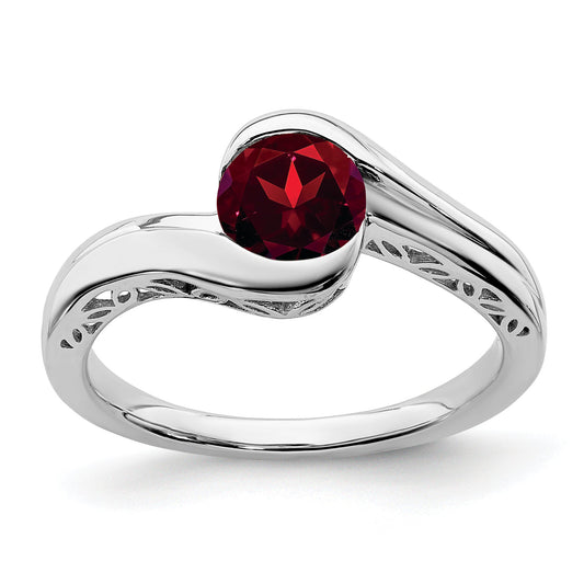 10K White Gold Garnet Bypass Ring