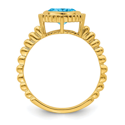 10K Yellow Gold Cushion Blue Topaz Ring