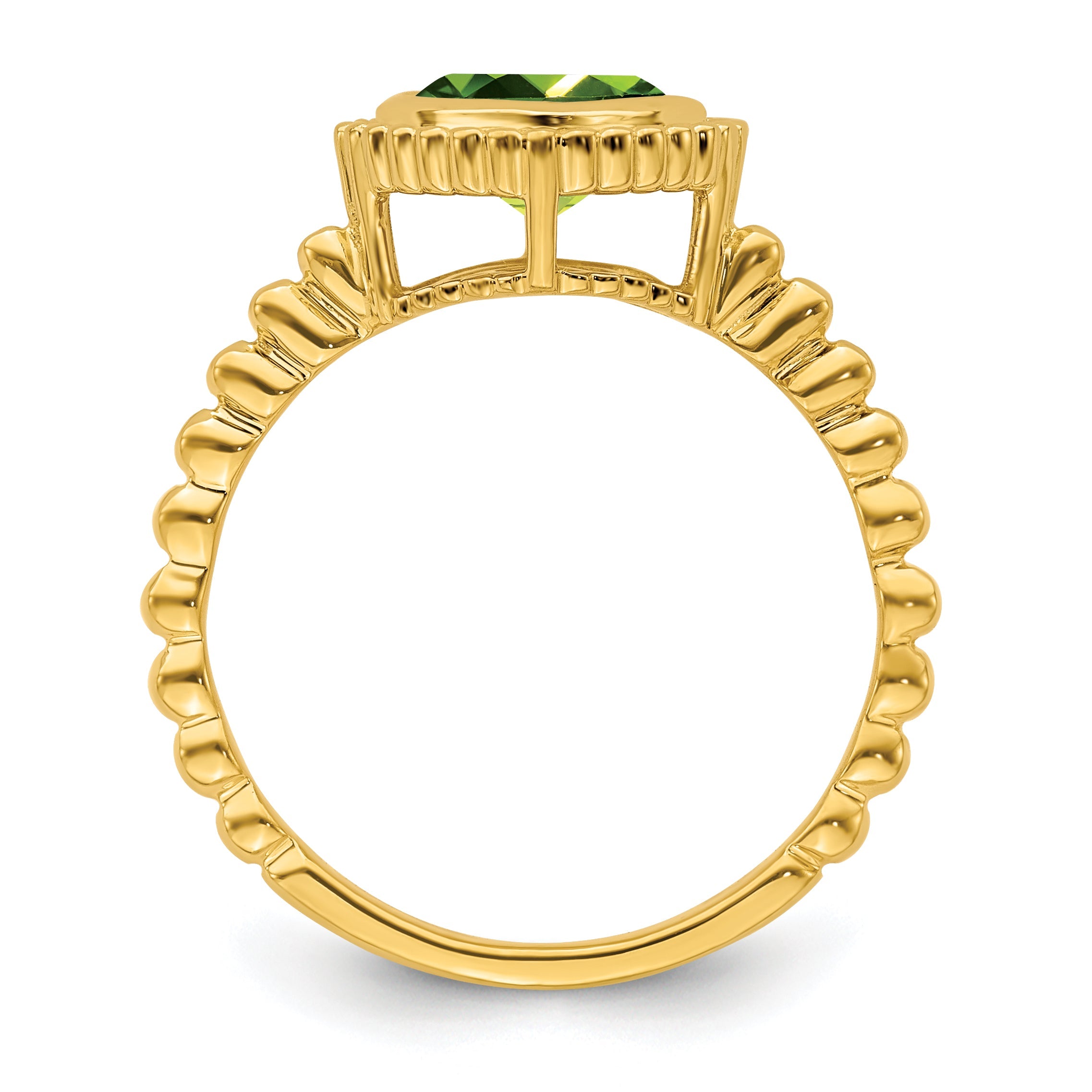 10K Yellow Gold Cushion Peridot Ring