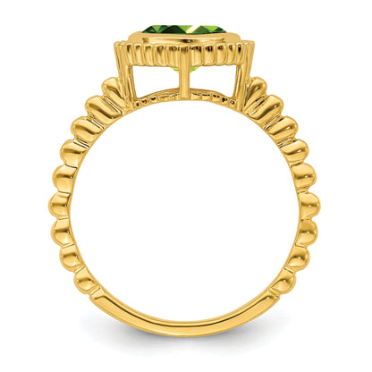 10K Yellow Gold Cushion Peridot Ring