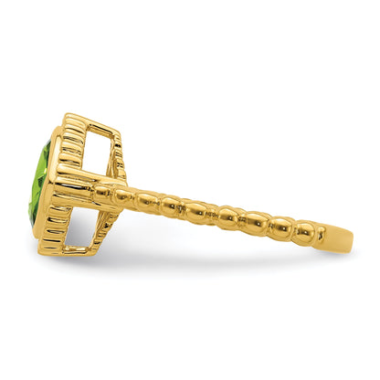 10K Yellow Gold Cushion Peridot Ring