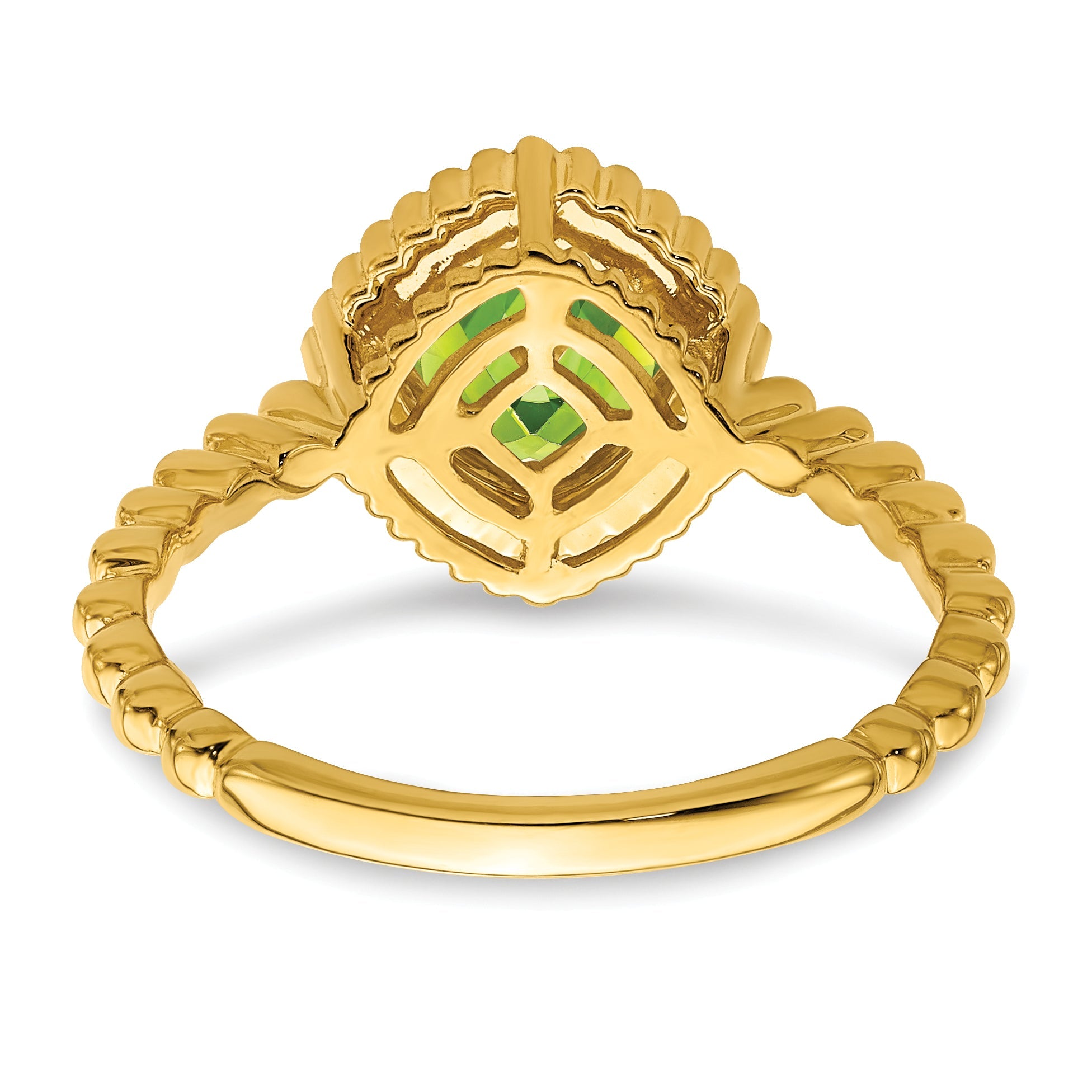 10K Yellow Gold Cushion Peridot Ring