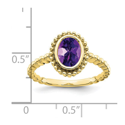 10K Yellow Gold Oval Amethyst Ring