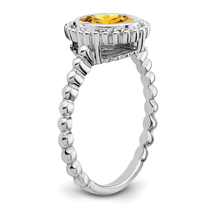 10K White Gold Oval Citrine Ring