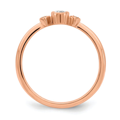 14K Rose Gold Petite 3 Stone 1/15 Carat Oval Diamond Complete Promise/Engagement Ring