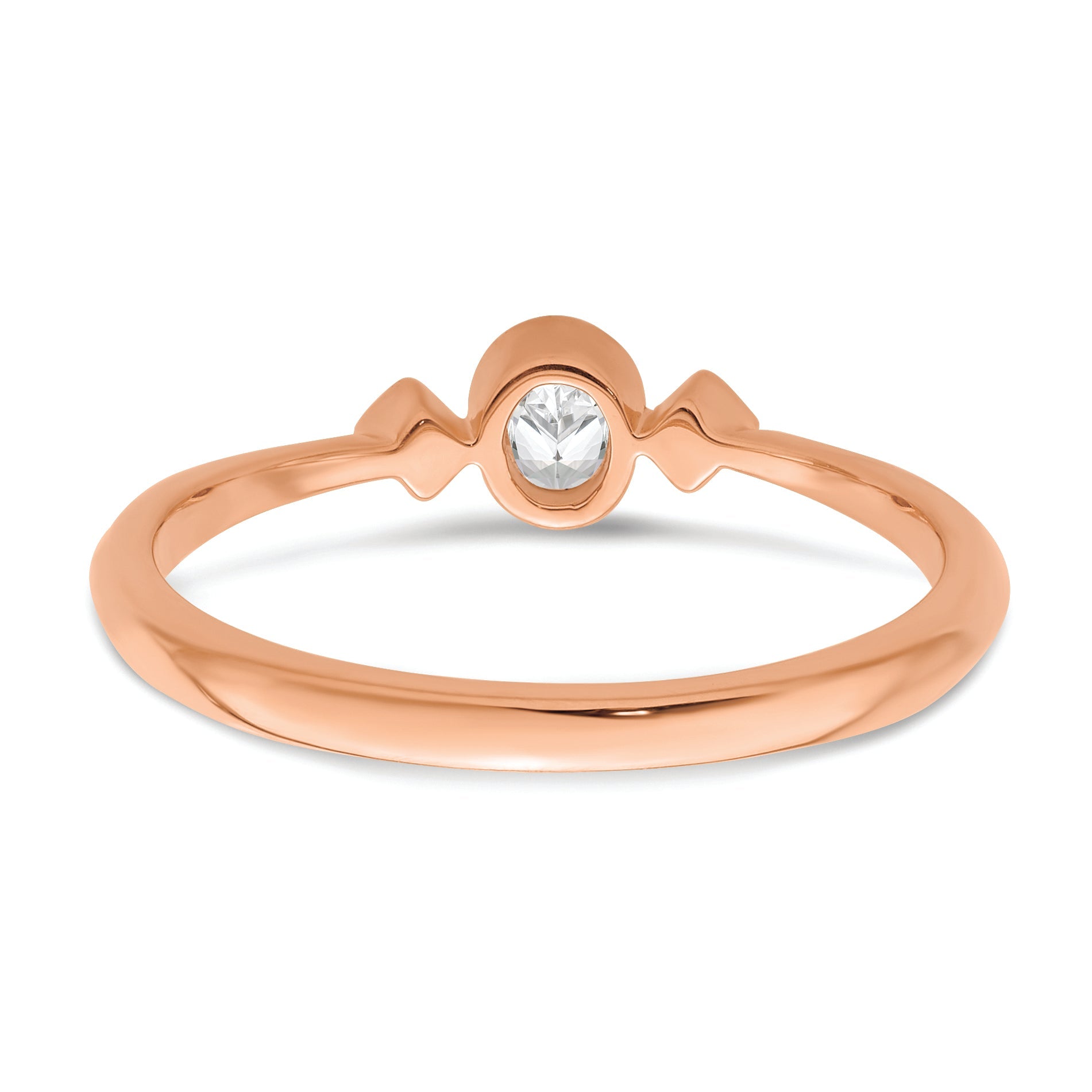 14K Rose Gold Petite 3 Stone 1/15 Carat Oval Diamond Complete Promise/Engagement Ring