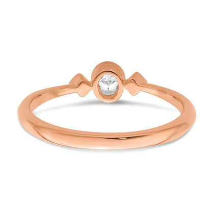 14K Rose Gold Petite 3 Stone 1/15 Carat Oval Diamond Complete Promise/Engagement Ring