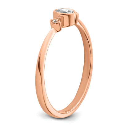 14K Rose Gold Petite 3 Stone 1/15 Carat Oval Diamond Complete Promise/Engagement Ring
