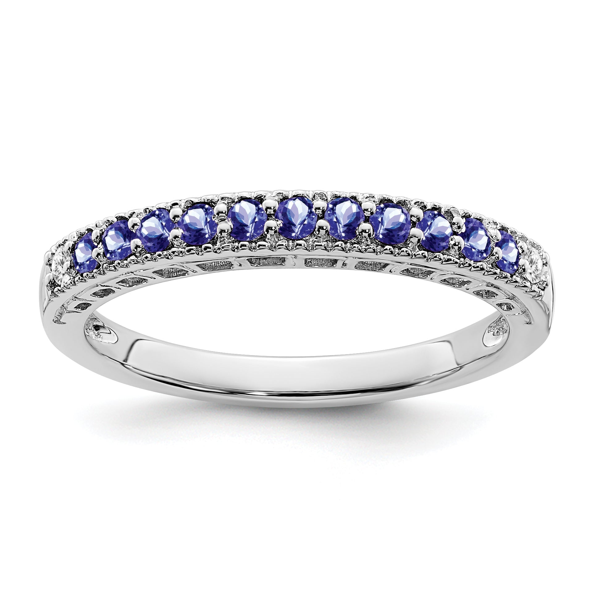 14K White Gold Tanzanite And Diamond Band