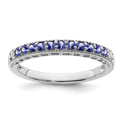 14K White Gold Tanzanite And Diamond Band
