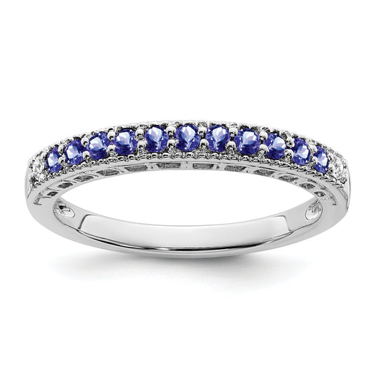 14K White Gold Tanzanite And Diamond Band