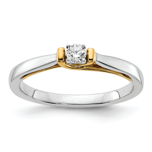 14K Two Tone First Promise 1/10 Carat Round Diamond Complete Promise/Engagement Ring