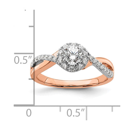 14k Two-Tone Rose and White Gold 5/8 Ct. Lab Grown Diamond VS/SI+ G+ Round Fancy Halo Engagement Ring