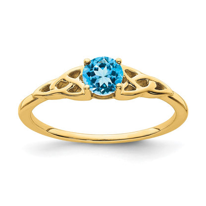 10K Yellow Gold Blue Topaz Celtic Knot Ring