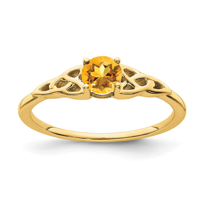 10K Yellow Gold Citrine Celtic Knot Ring