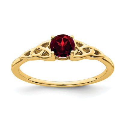 10K Yellow Gold Garnet Celtic Knot Ring