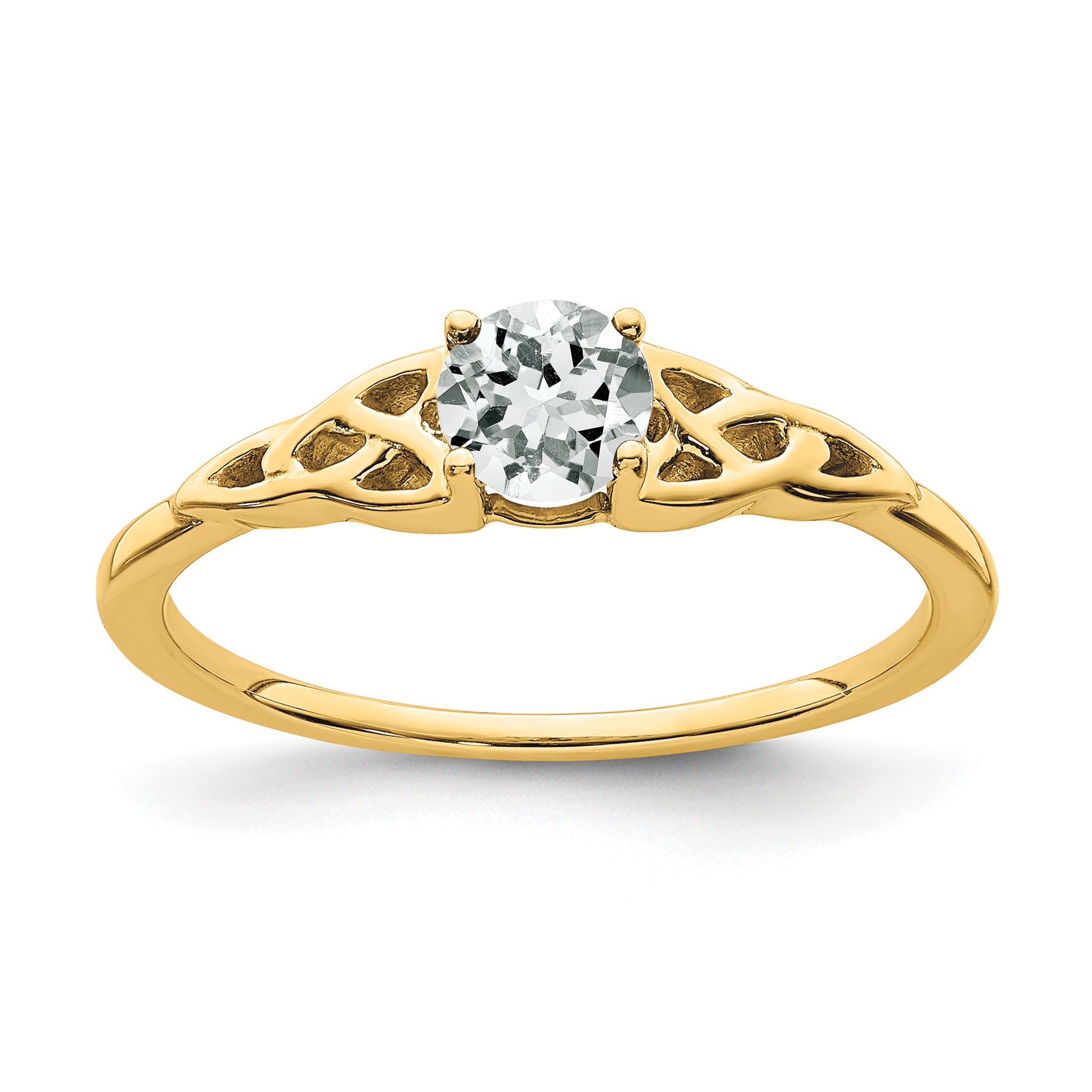 10K Yellow Gold White Topaz Celtic Knot Ring