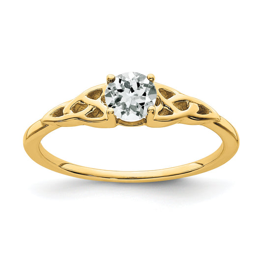 10K Yellow Gold White Topaz Celtic Knot Ring