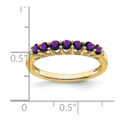 10K Yellow Gold Amethyst And Diamond 7-Stone Ring