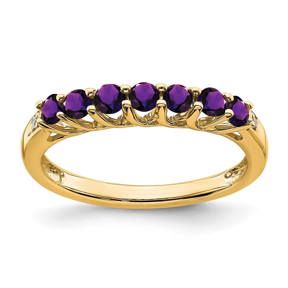 10K Yellow Gold Amethyst And Diamond 7-Stone Ring