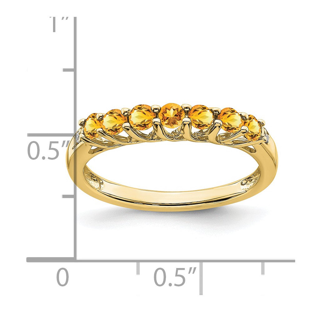 10K Yellow Gold Citrine And Diamond 7-Stone Ring