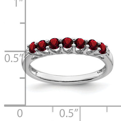 10K White Gold Garnet And Diamond 7-Stone Ring